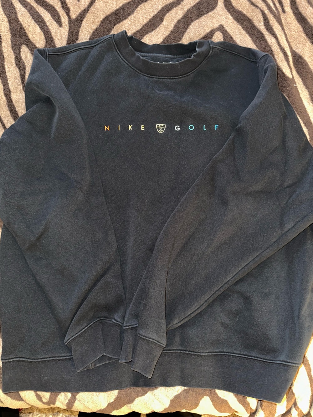 Nike Men’s Black Crewneck Sweater with Multicolor Logo